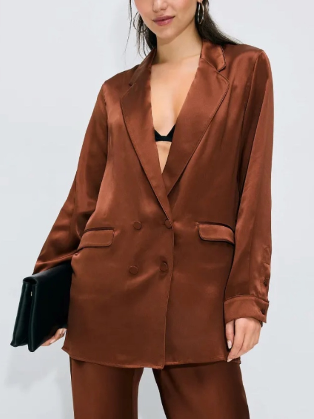 Silk Laundry Relaxed Double Button Blazer Jackets Long Sleeve Button Size M